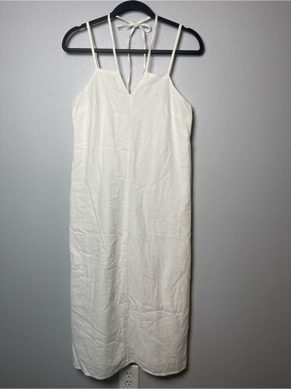 Universal Thread Women’s V-Neck Tie-Back Midi Slip Dress in Cream